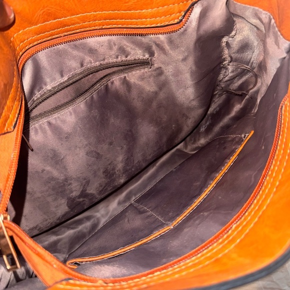 Elegant Brown Shoulder Bag with Multicolor Strap - Picture 3 of 8